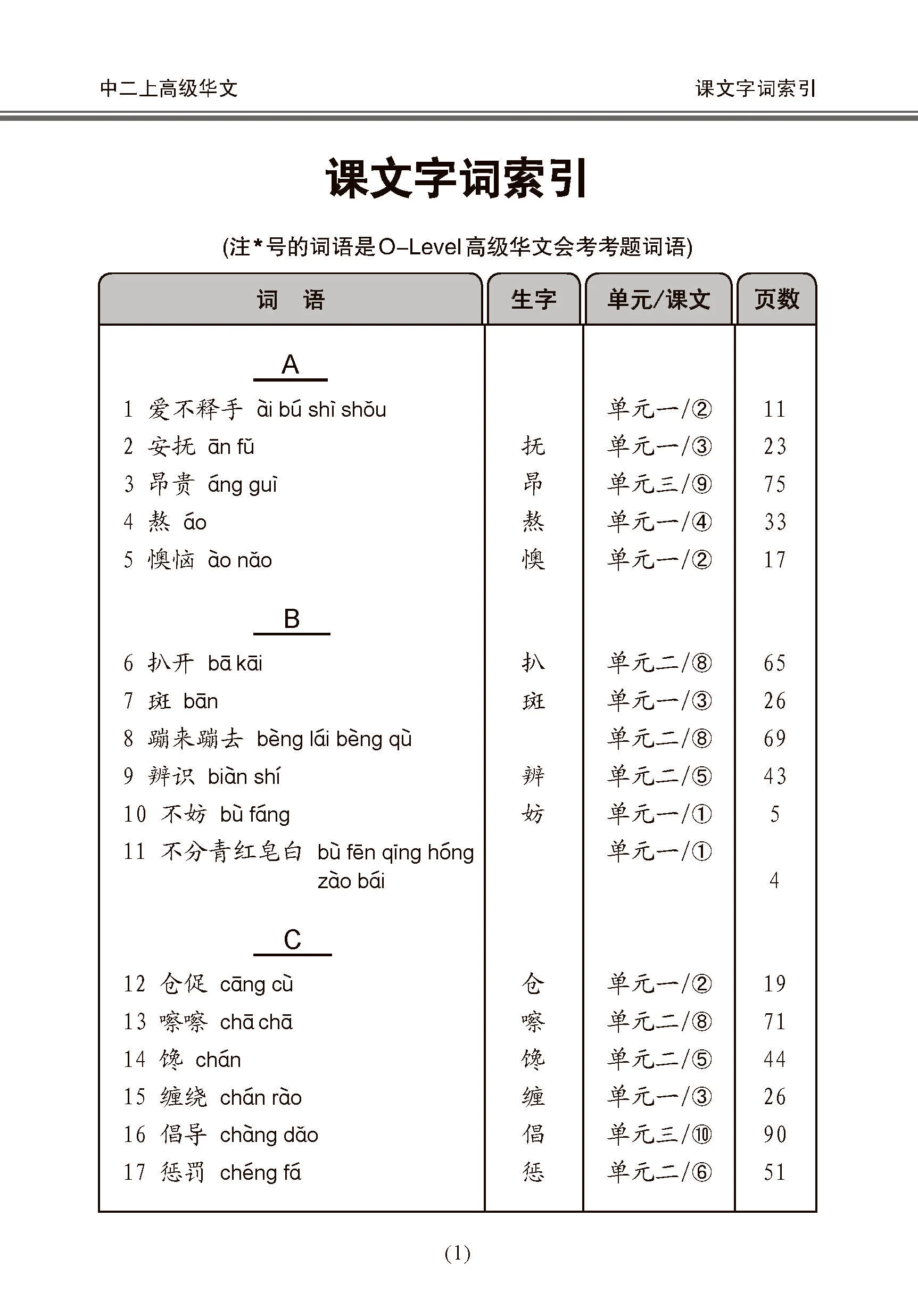 中学二年级高级华文课文字词手册 (二上) / A Handbook Of Vocabulary For Secondary 2A [Higher Chinese] - Image 5