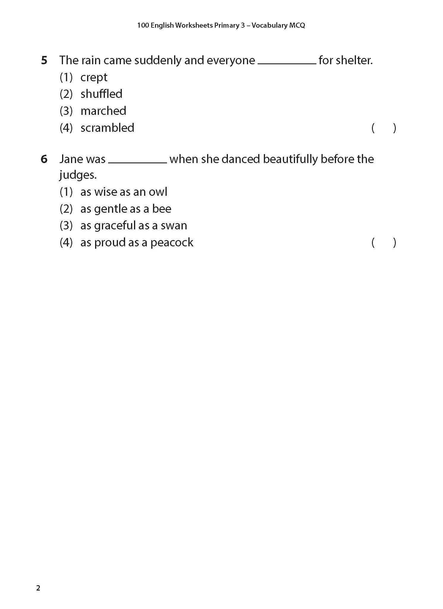 100 English Worksheets Primary 3 – Vocabulary MCQ - Image 4