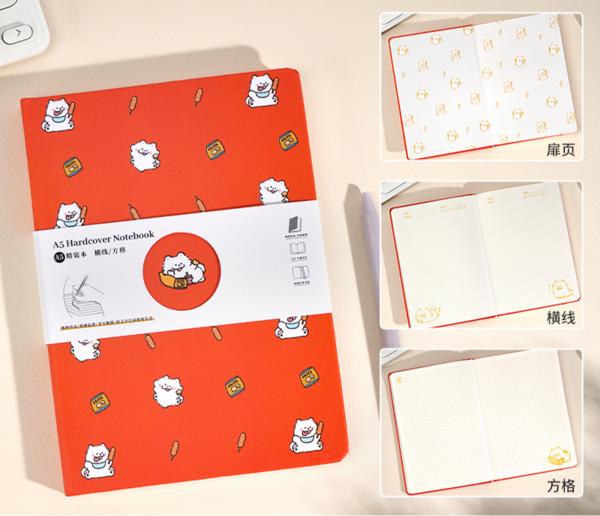 A5 Hard Cover Notebook 80S Bear Food Red - Image 2