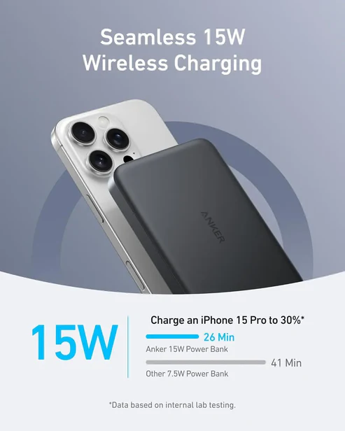 Anker MagGo Ultra-Slim 10000mAh Qi2 Certified 15W Power Bank A1664 (Black) - Image 5