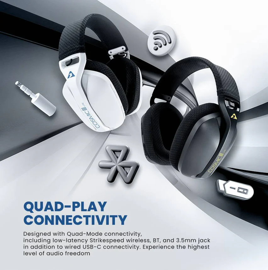 Armaggeddon Cosmic III Lite Bluetooth Wireless Gaming Headset (White) - Image 3