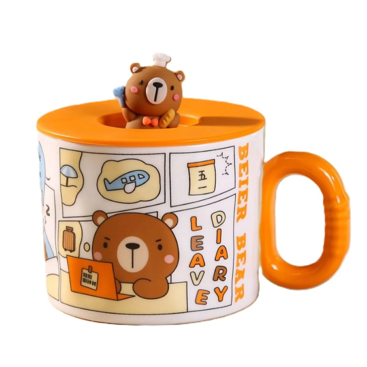 ASSORTED CERAMIC MUG WITH LID COMIC A113 - Image 4