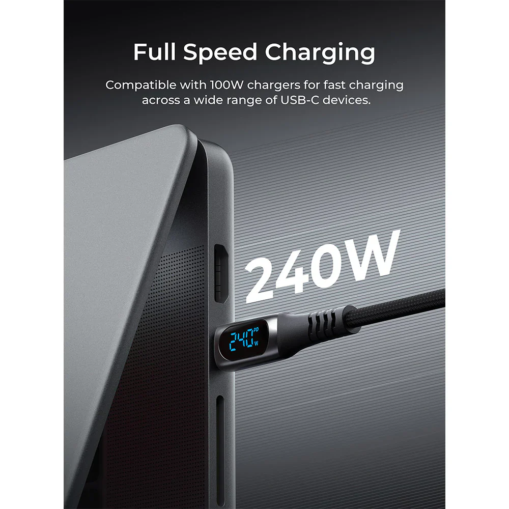 Aukey CB-DCC244 Impulse 240W 2M DTY Braided USB-C to USB-C Cable with LCD Display - Image 3