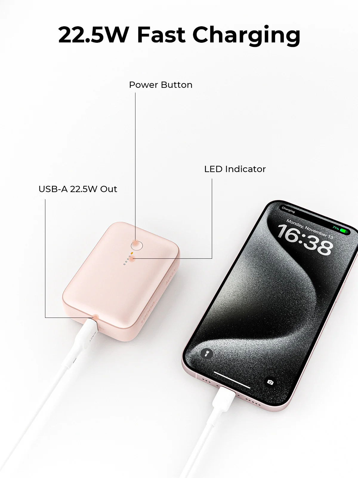 AUKEY Spark Mini 10000mAh (PB-Y55) - Pink - Image 3