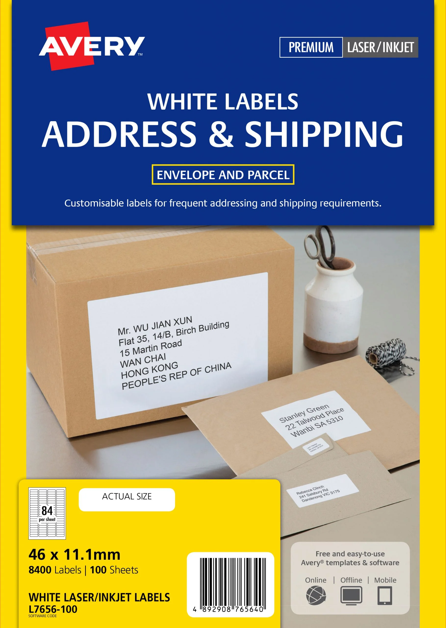 Avery® White 35mm Slide Labels with Quick Peel™-L7656-100