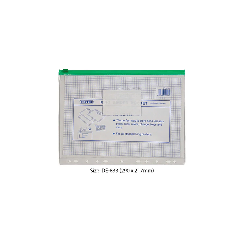 Centre Pvc Ring Binder Pocket A4 - Image 3