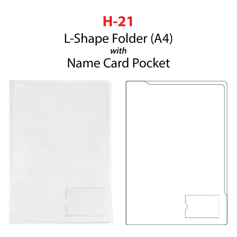 Centre Pvc Transparent L-shaped Folder With Label Slot A4