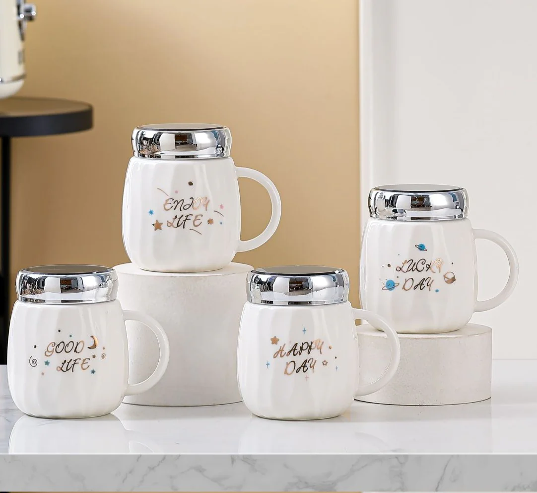CERAMIC MUG WHITE W LID 23342