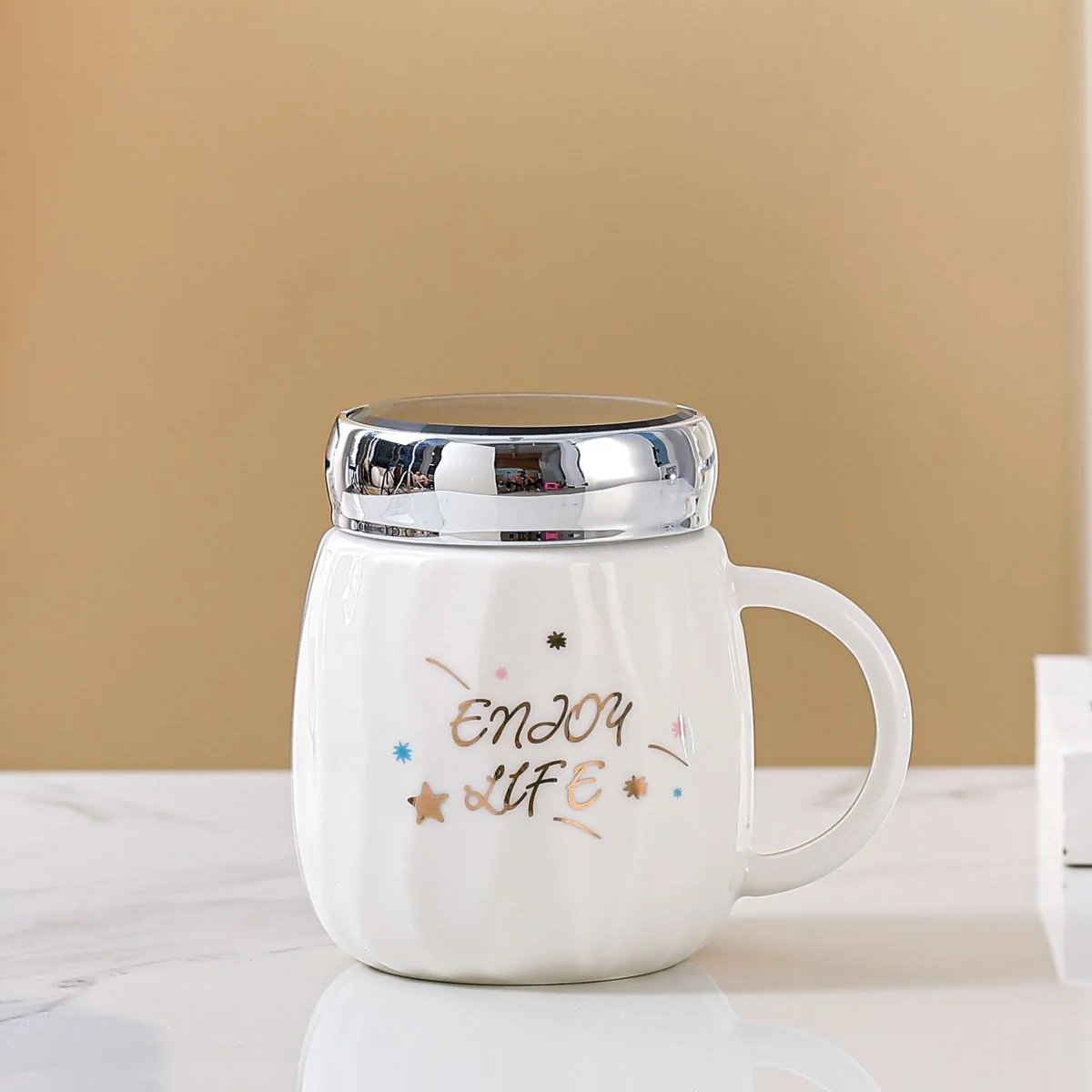 CERAMIC MUG WHITE W LID 23342 - Image 3