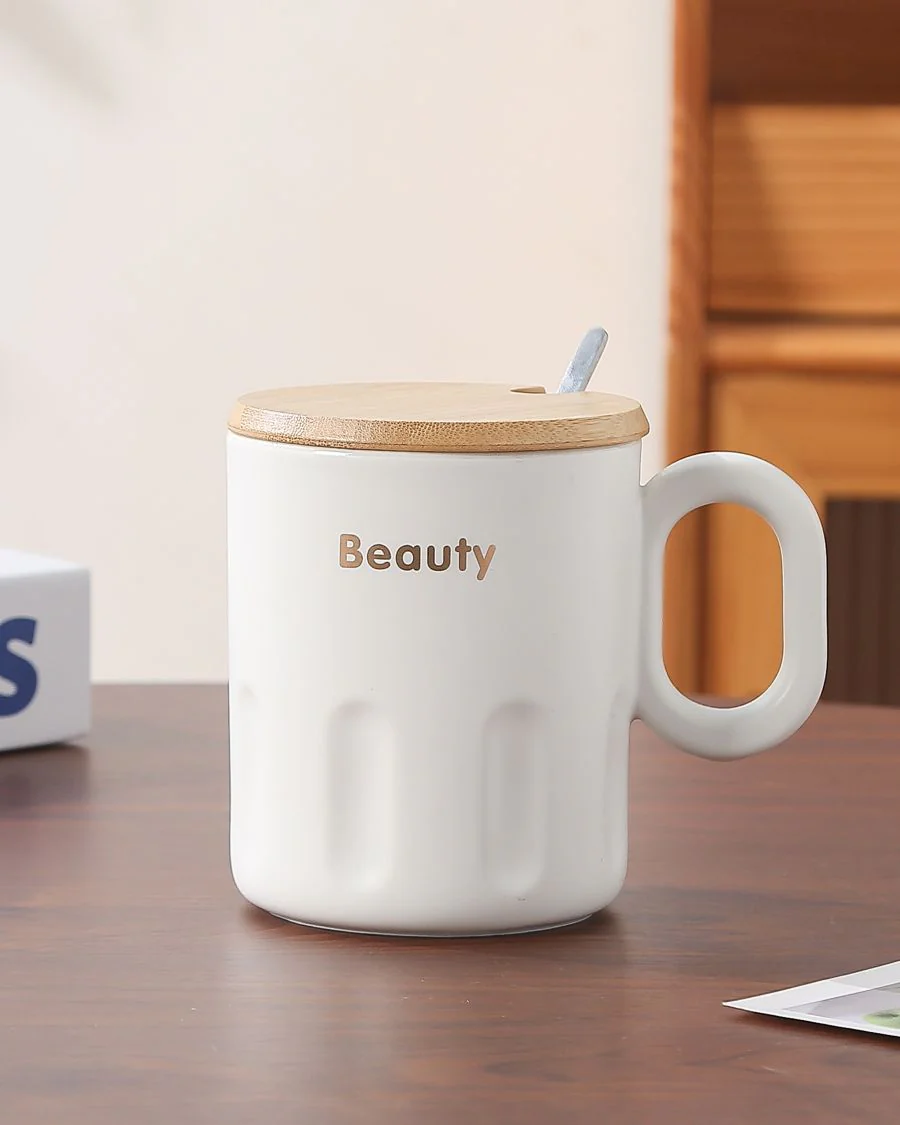 CERAMIC MUG WHITE W LID Y1314 - Image 4