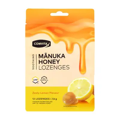Comvita Manuka Honey Lozenges With Propolis - Zesty Lemon 12S