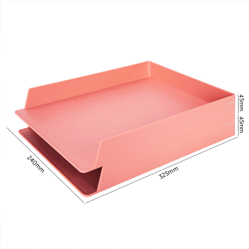DELI NUSIGN DOUBLE LAYER FILE TRAY LIGHT RED NS021 - Image 2