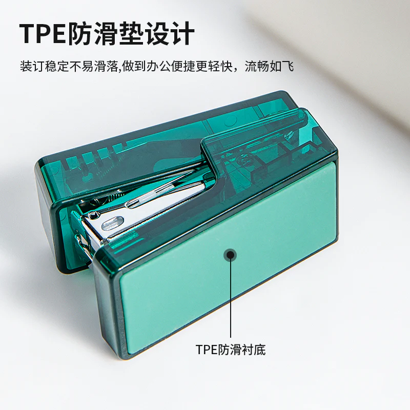 DELI NUSIGN MINI STAPLER TRANSPARENT GREEN NS083F - Image 2