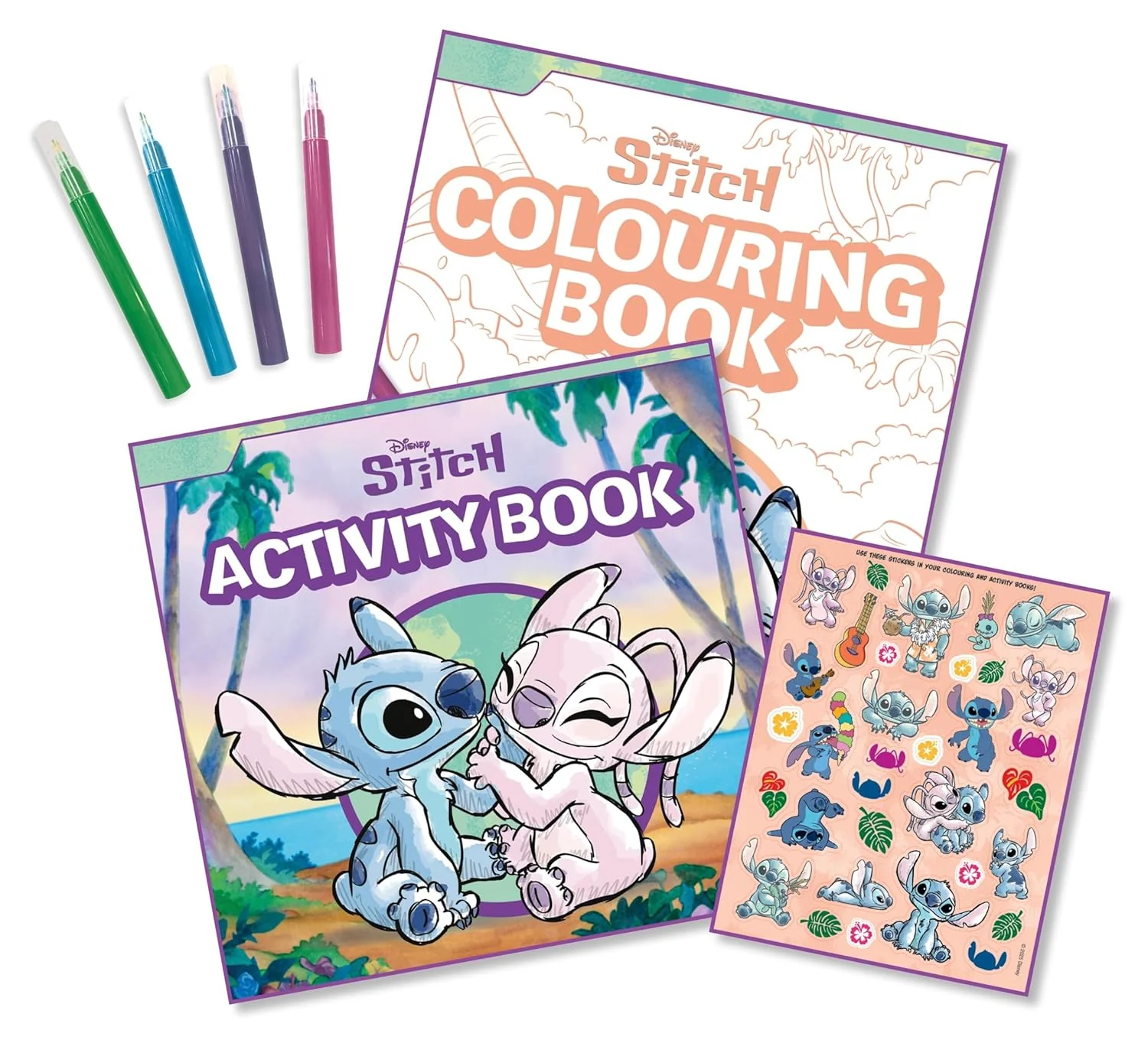 Disney Stitch: 2-In-1 Activity Pack (Colouring Book, Activity Book, 4 Colouring Pens And Stickers) – Paperback - Image 2