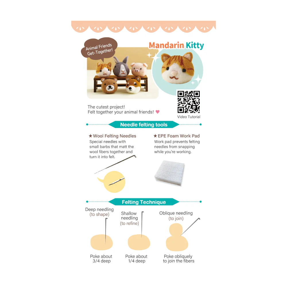 DIY Animal Felting Key Charm - Mandarin Kitty - Image 3