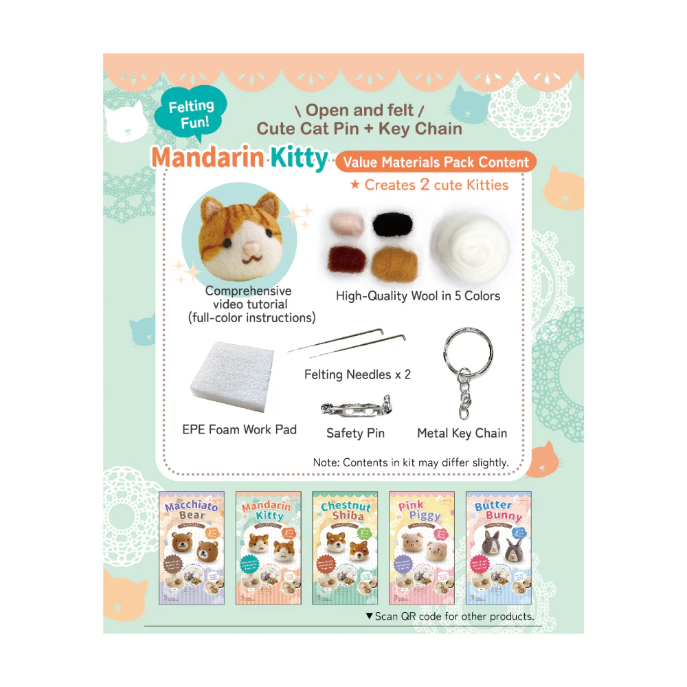 DIY Animal Felting Key Charm - Mandarin Kitty - Image 5