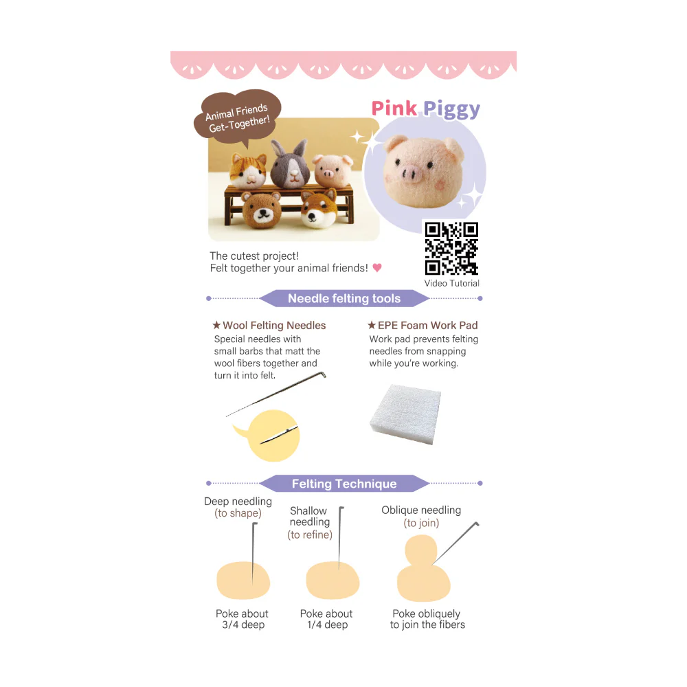 DIY Animal Felting Key Charm - Pink Piggy - Image 3