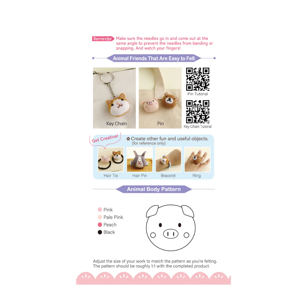 DIY Animal Felting Key Charm - Pink Piggy - Image 4