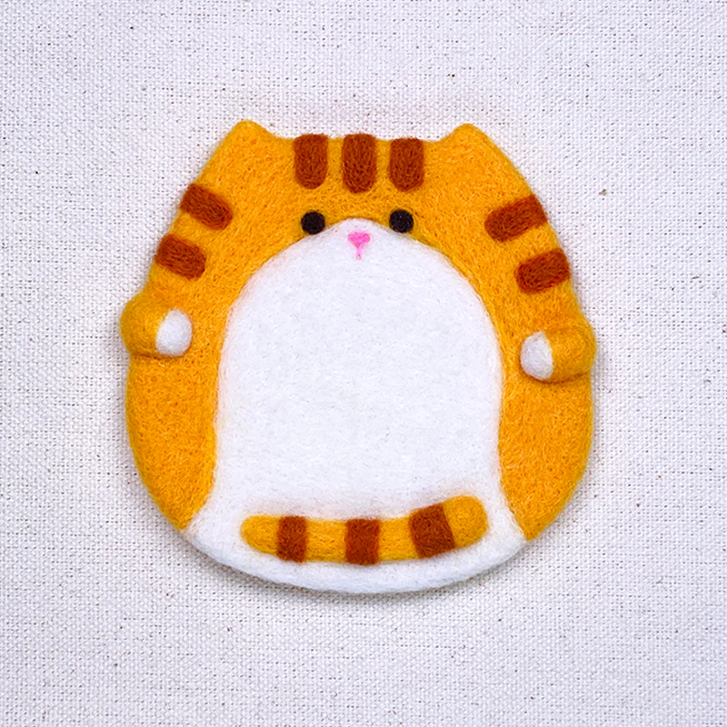 DIY Felting Coaster - Orange Cat