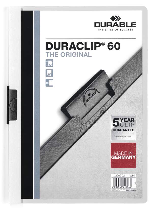 Duraclip Folder 2209 White, 60 A4 sheets