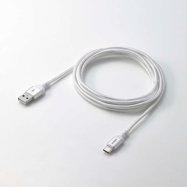 Elecom Braided USB-A to USB-C 15W 2M White - Image 2