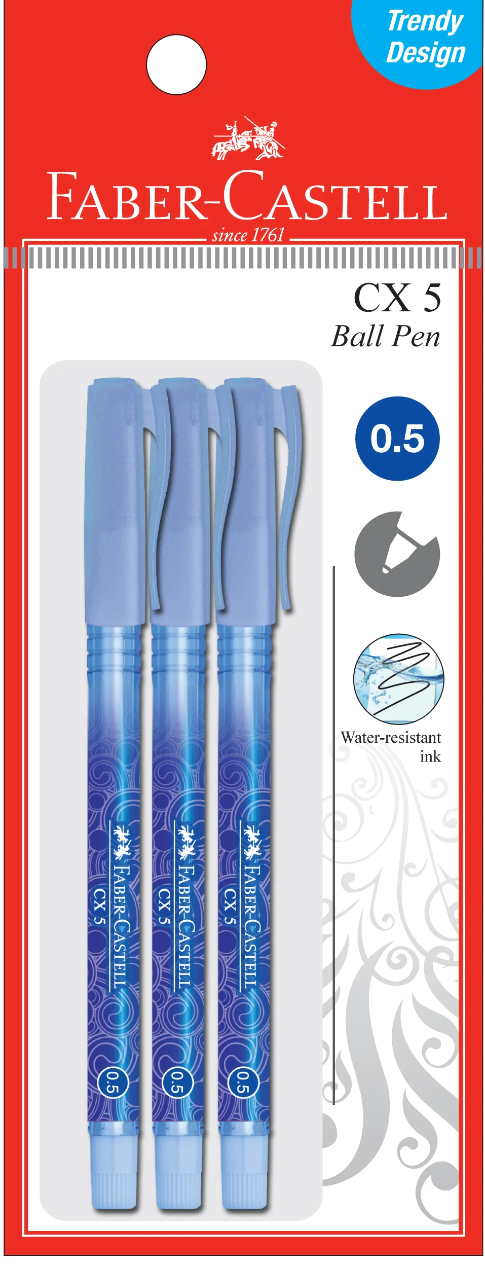 Faber-Castell CX5 Ball Pen 0.5mm, Various Colour - Image 3