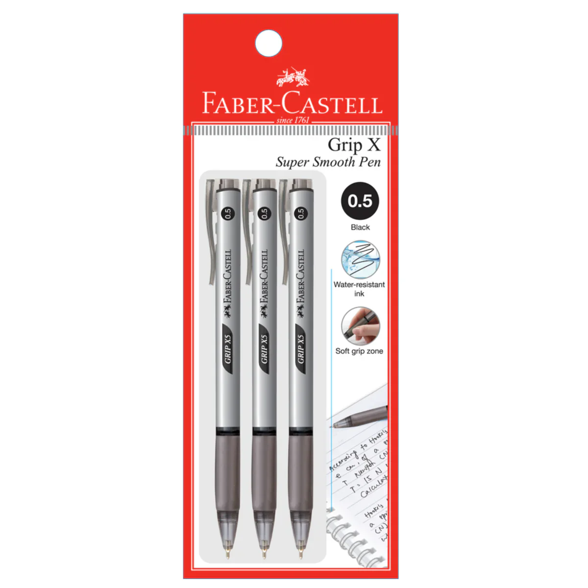 Faber-Castell Grip X5 Ball Point Pen 0.5mm, Various Colour - Image 3