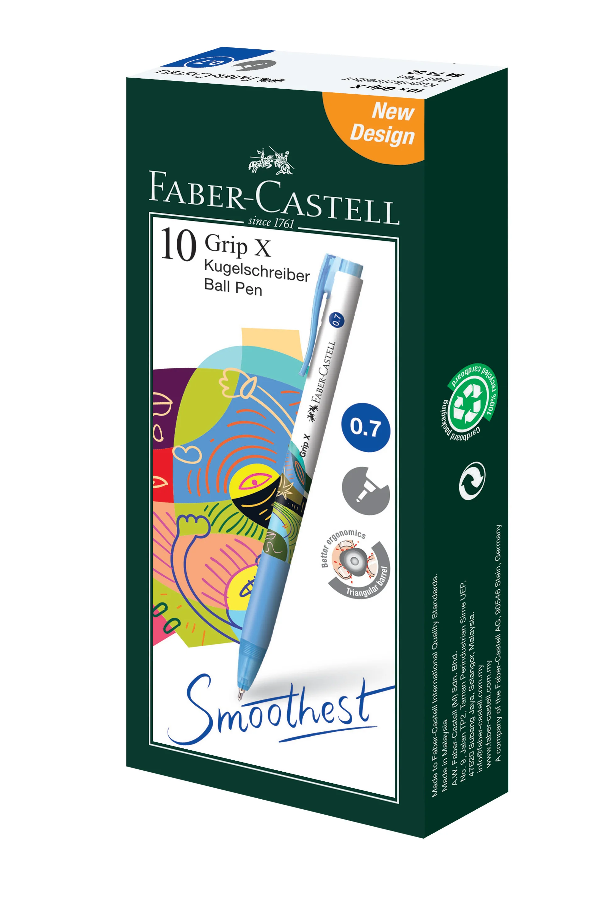 Faber-Castell Grip X7 Ball Pen Foil 0.7mm in Box, Various Colour - Image 4