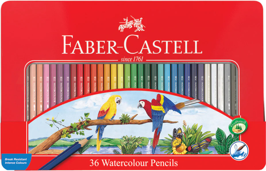 Faber-castell Watercolour Pencils Parrot In Metal Tin, 36 Colours Long-115937