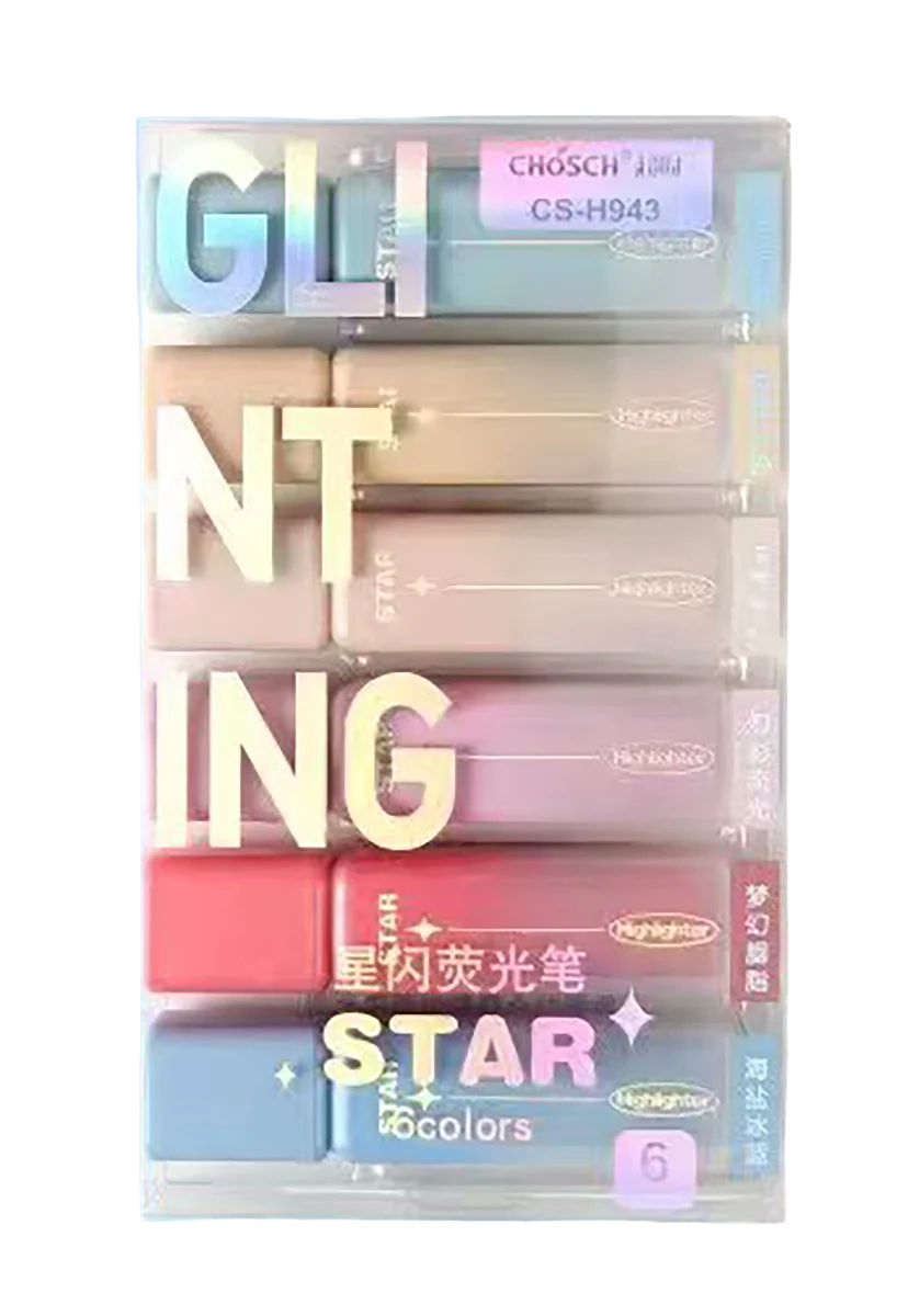 GLITTER HIGHLIGHTER 6PC/SET CS-H943