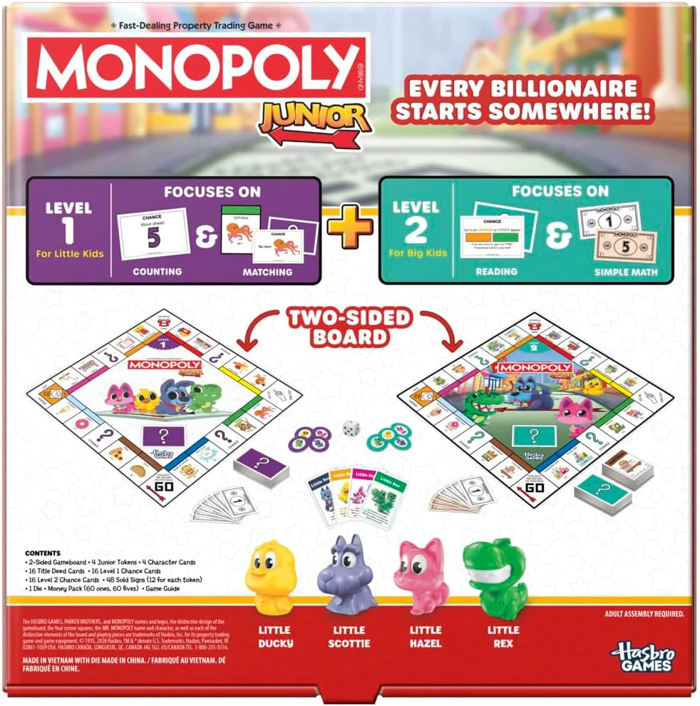 HASBRO GAMES MONOPOLY JUNIOR BOARD GAME 2 IN 1 - Image 3