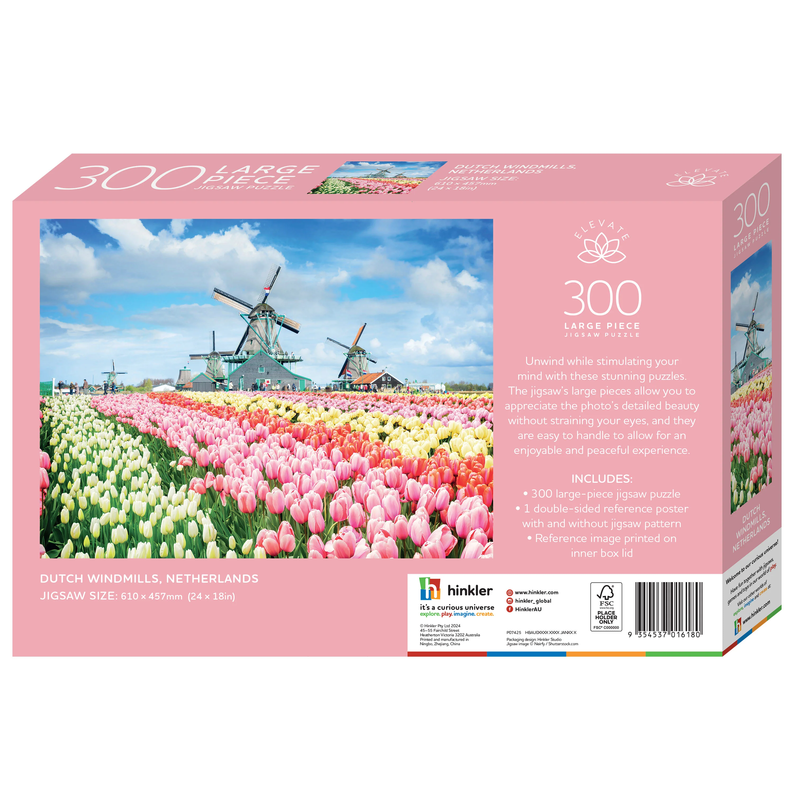 HINKLER ELEVATE 300 LARGE PIECE JIGSAW PUZZLE DUTCH WINDMILLS NETHERLANDS - Image 4