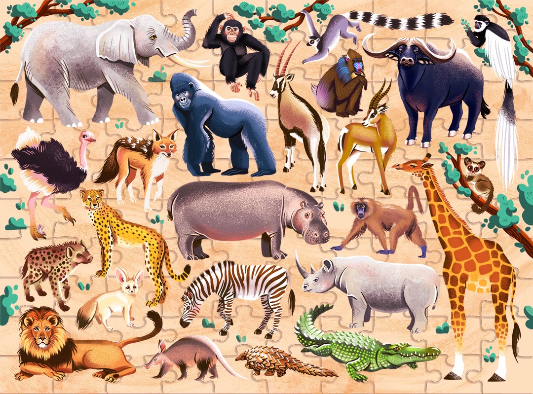 HINKLER JR JIGSAW 100 PIECES EXPLORE 24 AFRICAN ANIMALS - Image 2