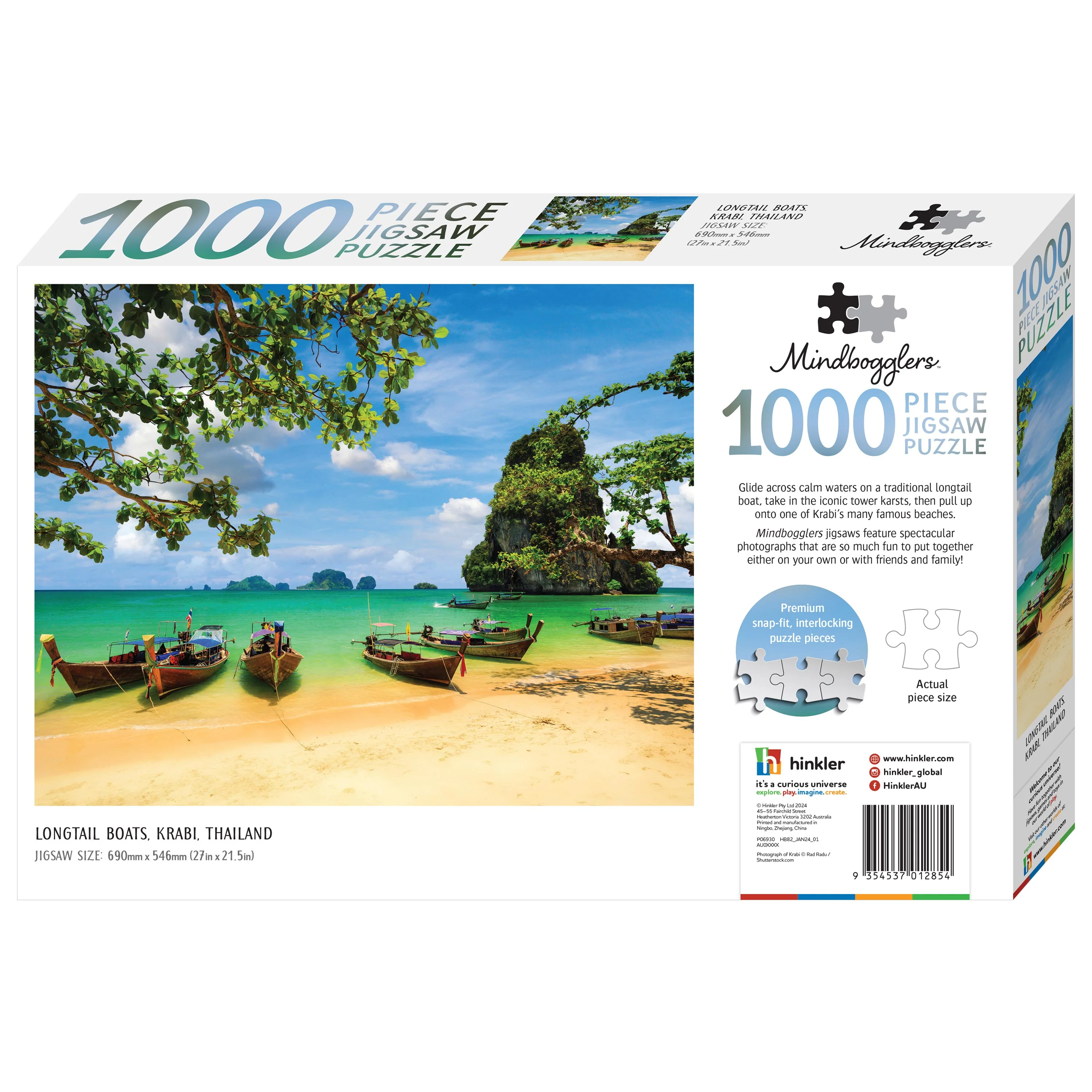 HINKLER MINDBOGGLERS 1000 PIECE JIGSAW PUZZLE LONGTAIL BOATS KRABI THAILAND - Image 2