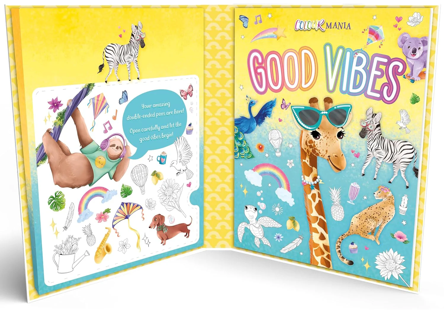 Good Vibes (Colouring Kit With Brush Tip Pens and Fine-Liner Ends) Paperback - Image 3
