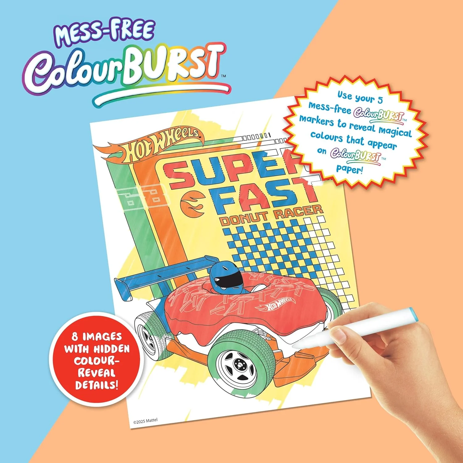 Inkredibles Colour Burst Hot Wheels – 16-Page Colouring Book with 5 Mess-Free Markers - Image 3