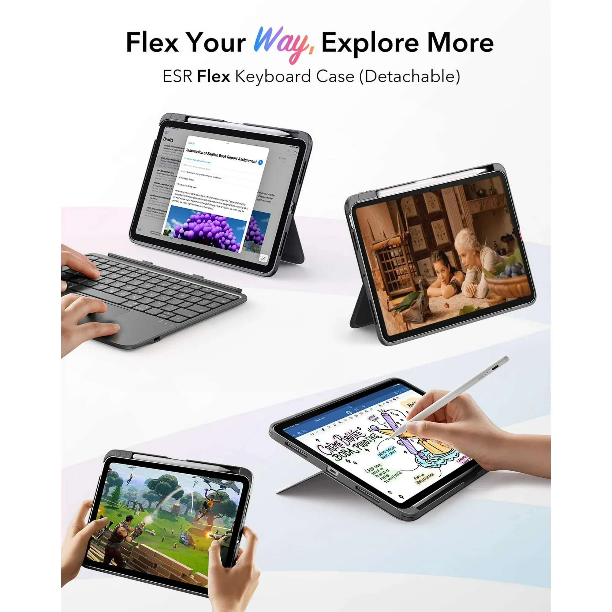ESR iPad (A16) 11th/10th Gen Flex Keyboard Case - Image 5