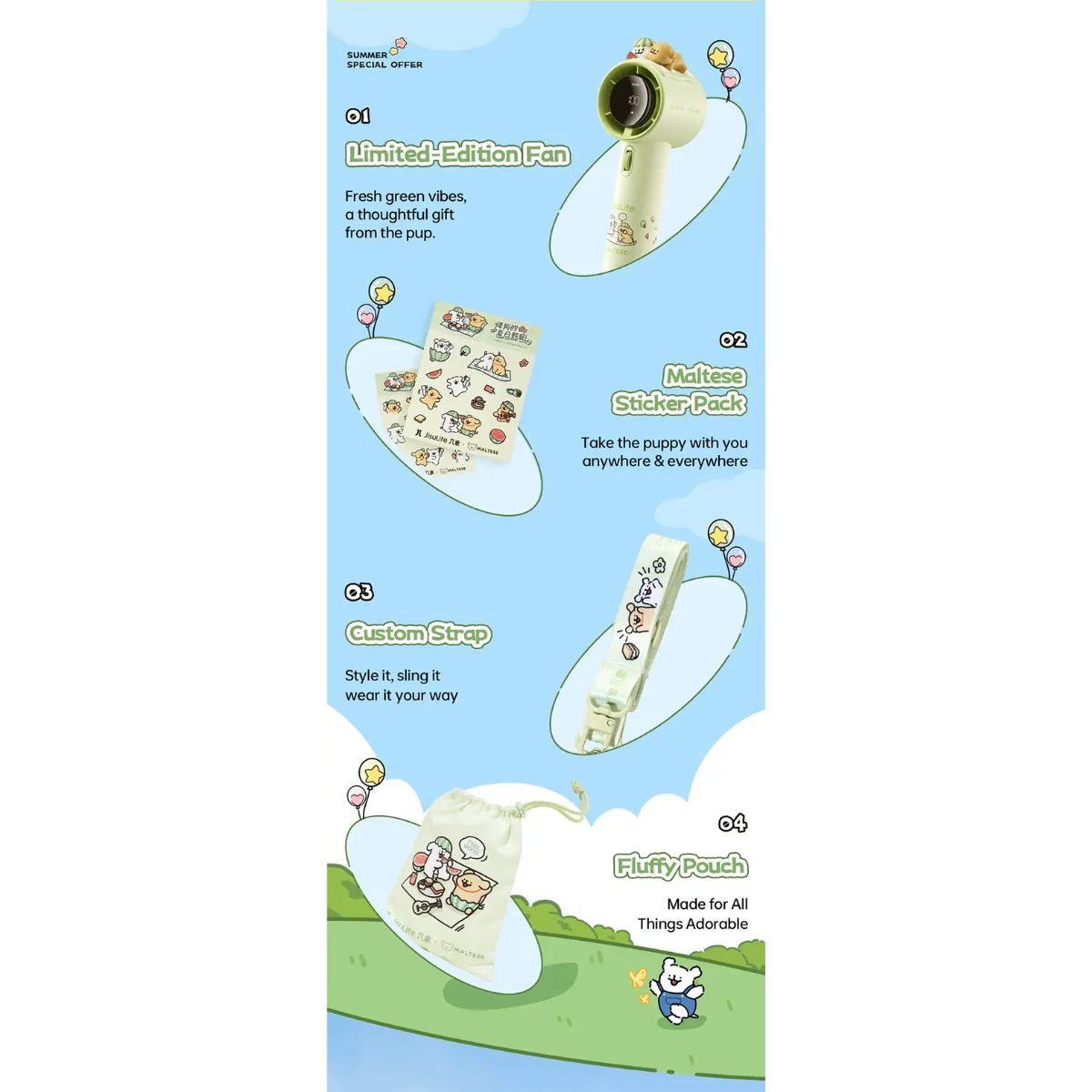 Jisulife PRO1 Green MALTESE Handheld Fan (5000MAH) - Image 2