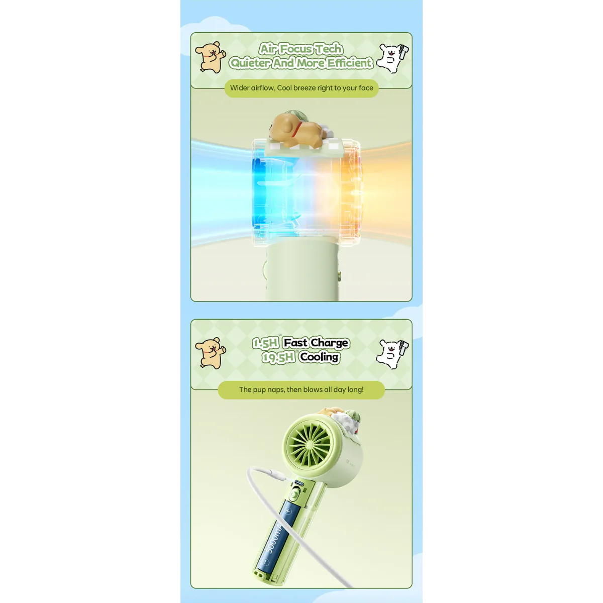 Jisulife PRO1 Green MALTESE Handheld Fan (5000MAH) - Image 4