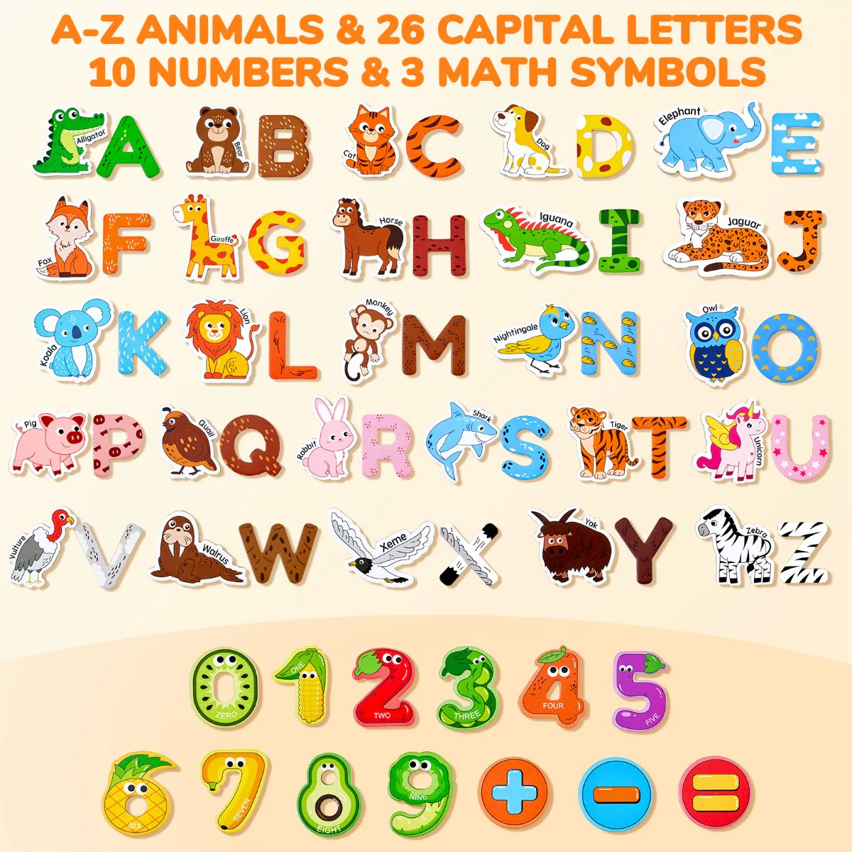 JOYCAT WOODEN ANIMAL NUMBER ALPHABET MAGNET - Image 2