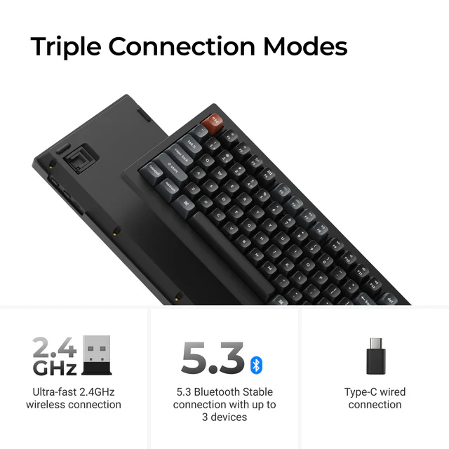 Keychron V1 Ultra 8K Wireless Custom Mechanical Keyboard - Red - Image 4