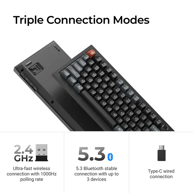 Keychron V6 Ultra 8K Wireless Custom Mechanical Keyboard - Brown - Image 4