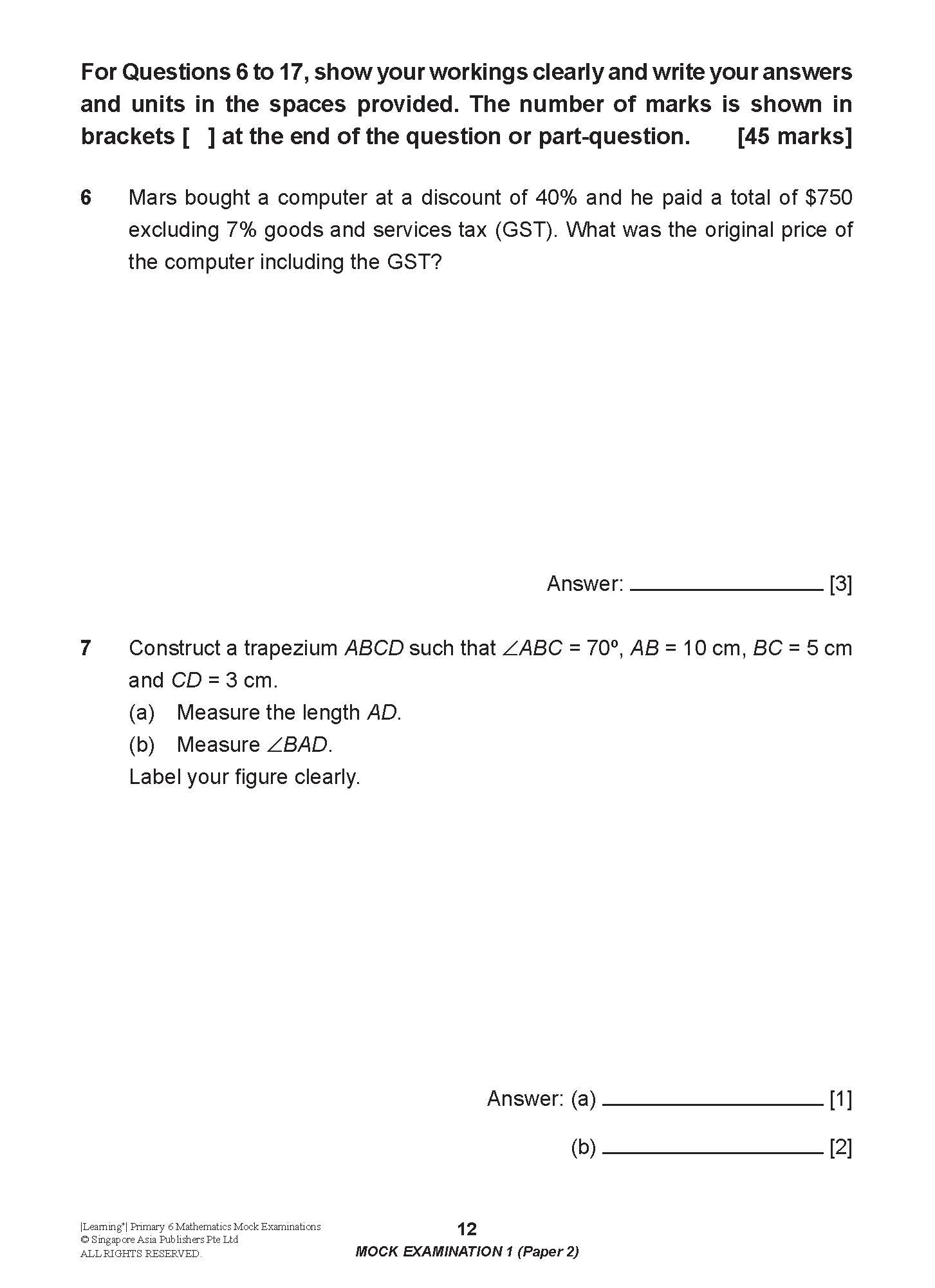 LEARNING+ Primary 6 Mathematics Mock Examinations - Image 4