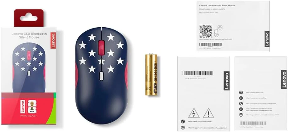 Lenovo 350 Bluetooth Silent Mouse (Fan Edition) USA Flag - Image 5