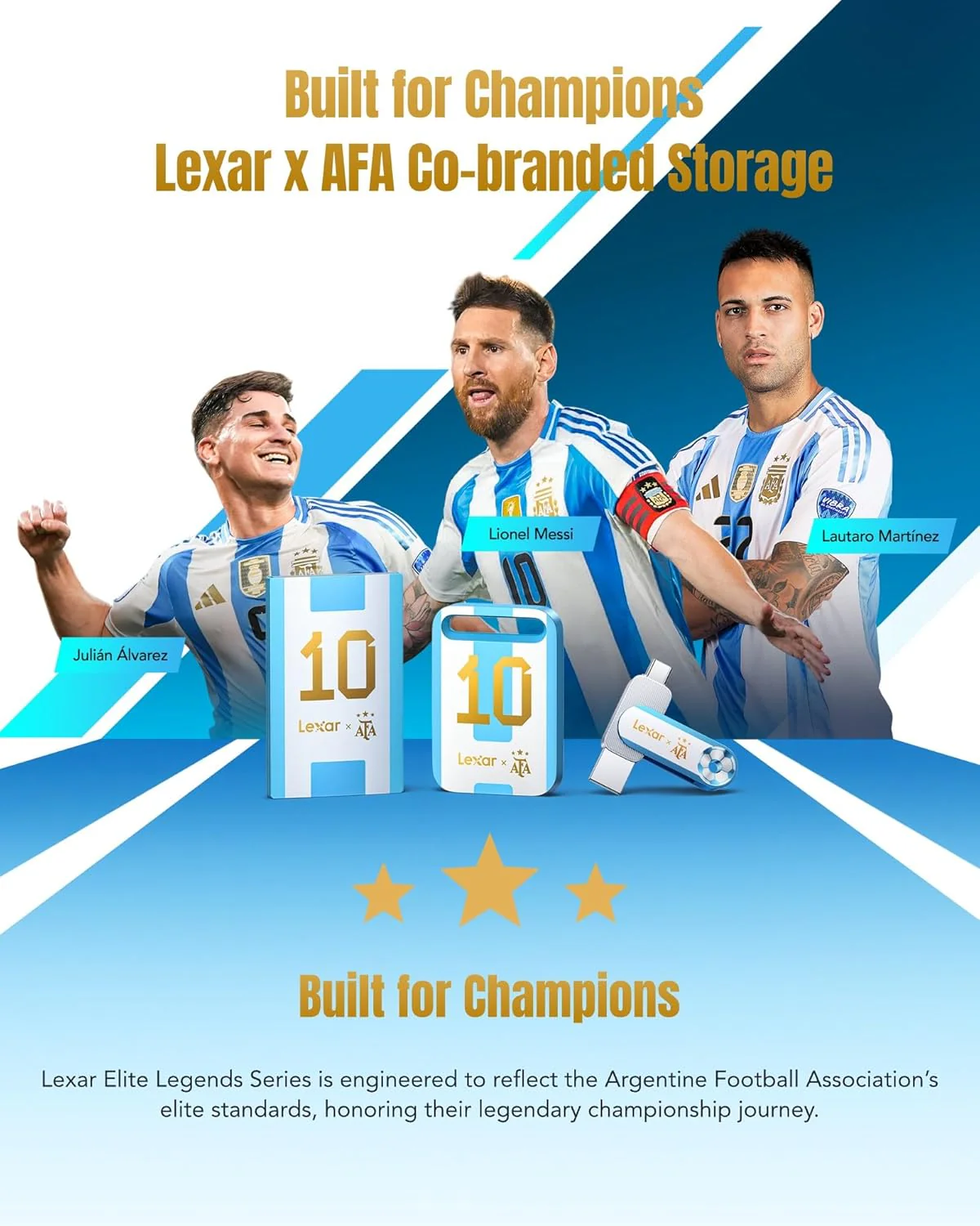 Lexar D500 Solid State Dual Drive USB 3.2, AFA Edition, Argentina World Championship Co-Branding, Dual USB C/A Ports, Up to 400MB/s, High-Performance, Metal Housing, Compatible with iPhone 17, 128GB - Image 3