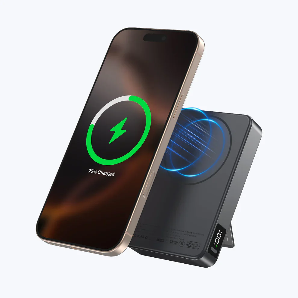 Mazer MagAir20 10000 mAh Magnetic Wireless Power Bank (CCC Certified) - BlackGrey - Image 4