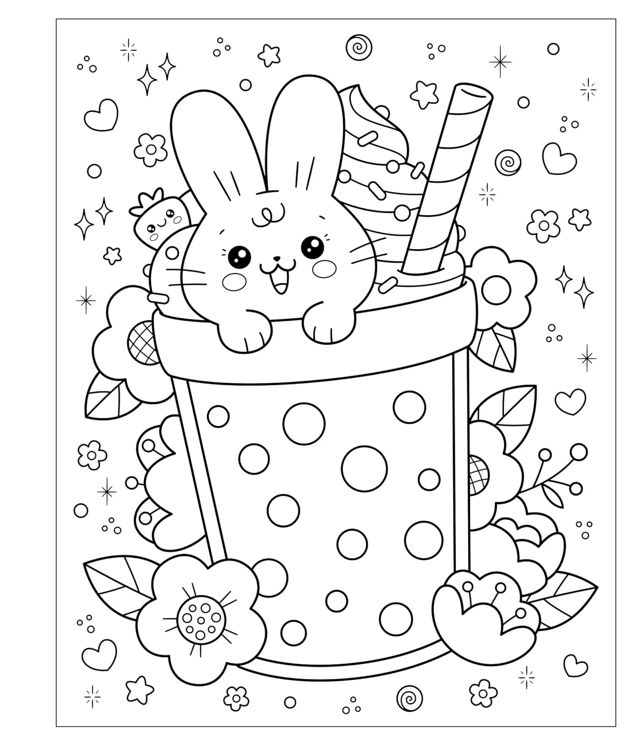 Mangatopia: Bunnies and Boba: A Sweet and Snuggly Coloring Book - Image 3