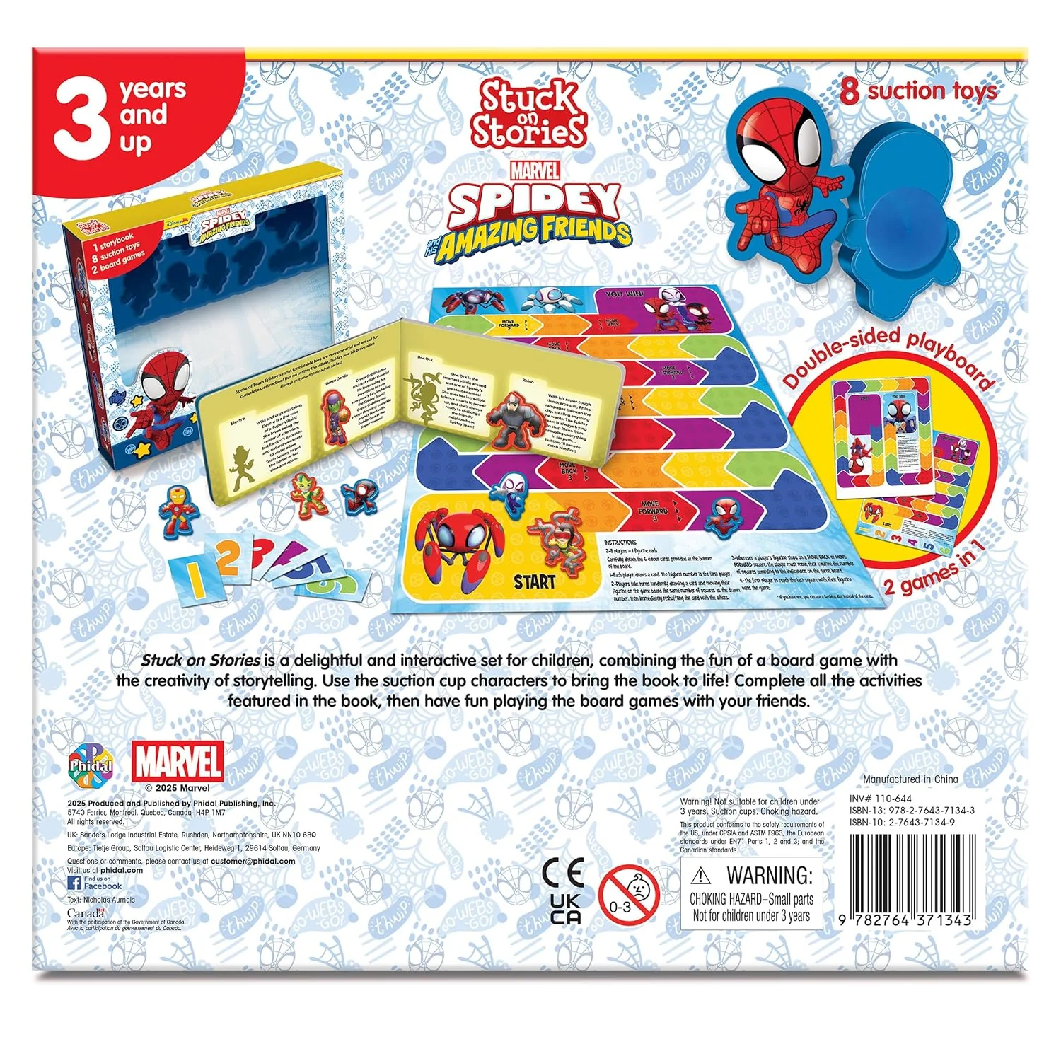 Marvel Spidey and his Amazing Friends Stuck on Stories (16-Page Storybook, 8 Toy Suction Cups, 2 Board Games) Board Book – Picture Book - Image 2