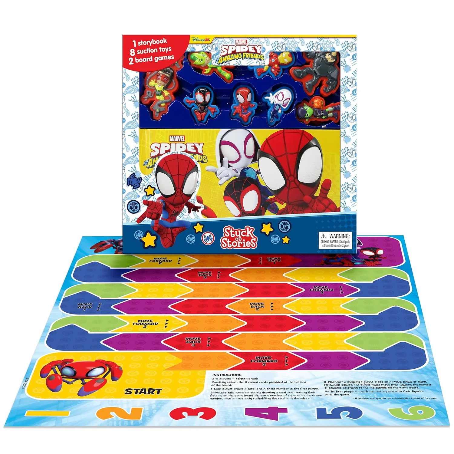 Marvel Spidey and his Amazing Friends Stuck on Stories (16-Page Storybook, 8 Toy Suction Cups, 2 Board Games) Board Book – Picture Book - Image 5