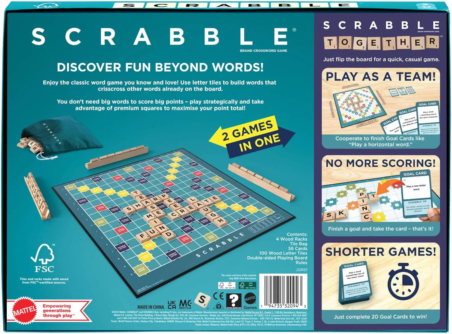 MATTEL GAMES SCRABBLE WOOD TILES N RACKS - Image 2